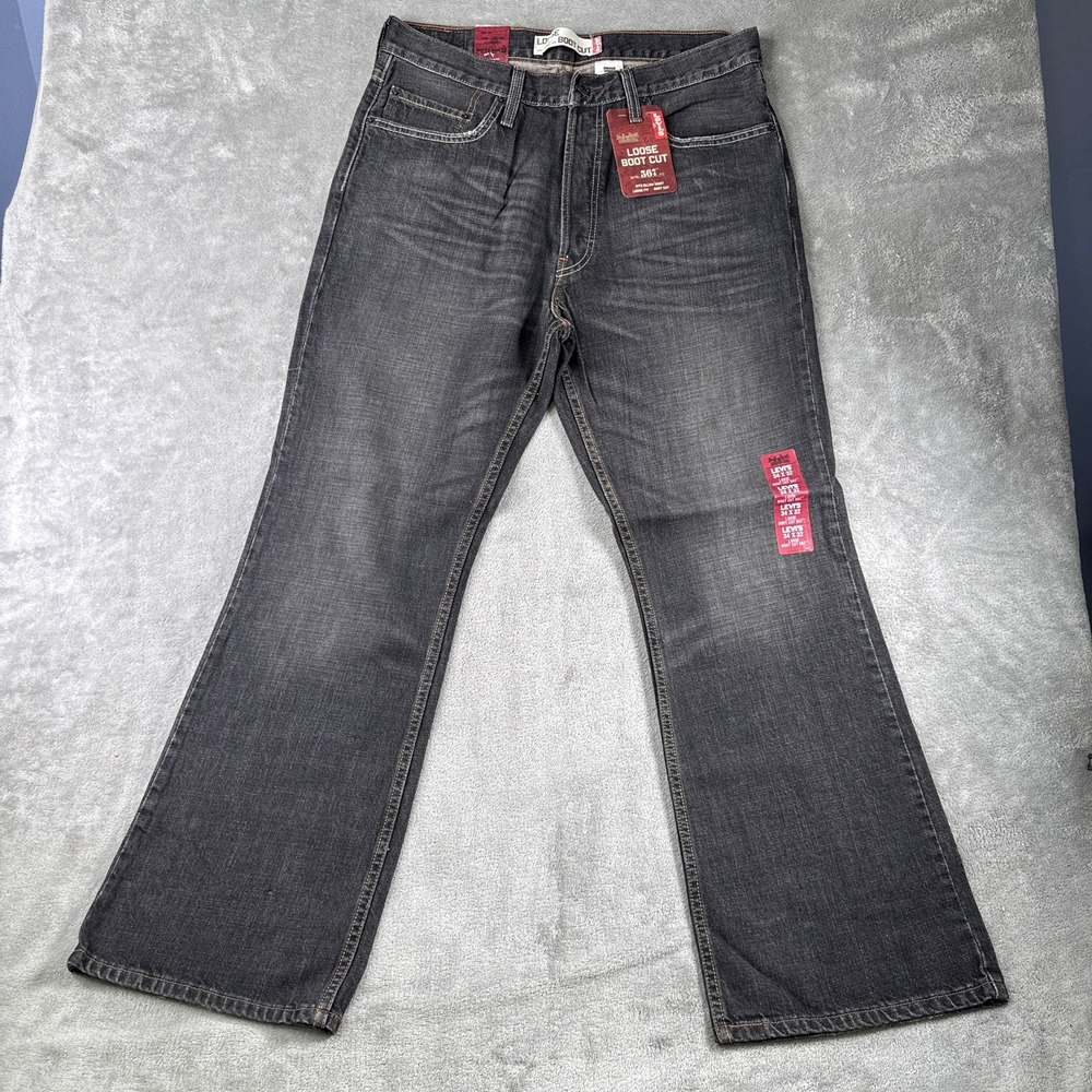 Levi's 567 Loose Bootcut Jeans Men 34x32 Black Baggy Denim New With Tags